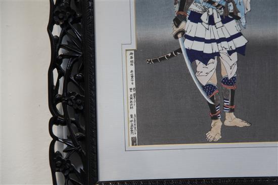 A Yoshitoshi woodblock, Yorimasa and the Cuckoo, signed, 13 x 9in.